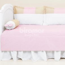 Sofá Cama 7 Peças Lollipop com Saia Patch Rosa