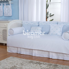 Sofá Cama 9 Peças com Saia Antônio Azul