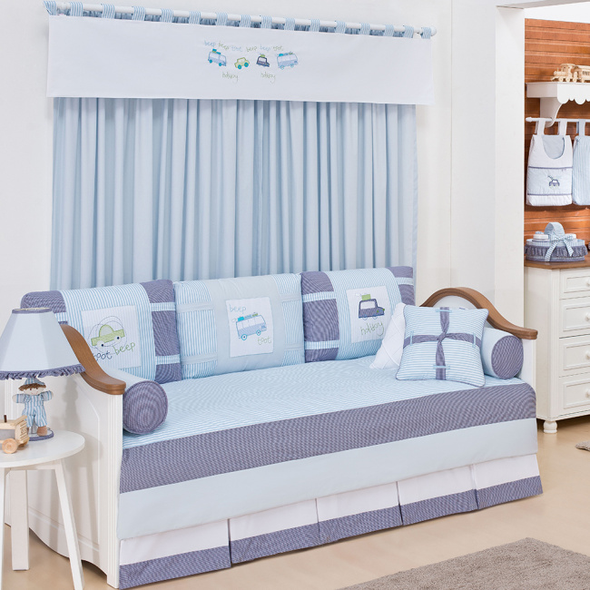 Kit Cama Babá 9 Peças com Saia Holiday Azul