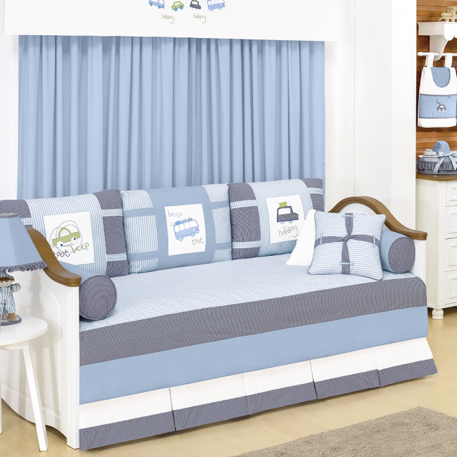 Kit Cama Babá 9 Peças com Saia Holiday Azul