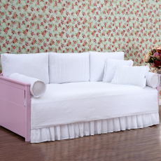Sofá Cama 9 Peças com Saia Laise Chantilly Branco