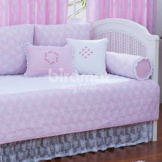 Sofá Cama 9 Peças com Saia Le Jardin Rosa - Promocional