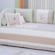 Kit Cama Babá 9 Peças com Saia Safari Bege