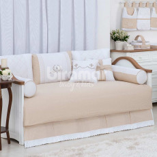 Kit Cama Babá 9 Peças com Saia Versailles Bege
