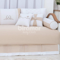 Kit Cama Babá 9 Peças com Saia Versailles Bege