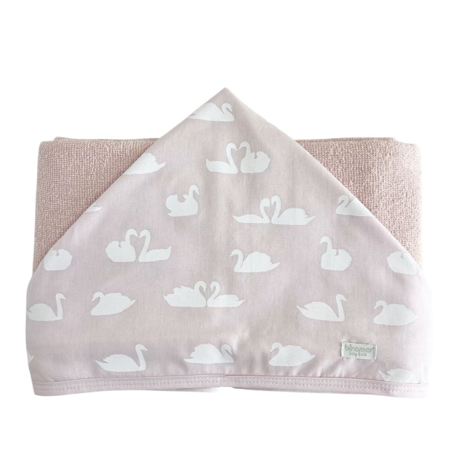 Toalha de Banho Kids Felpuda com Capuz Cisne Rosa