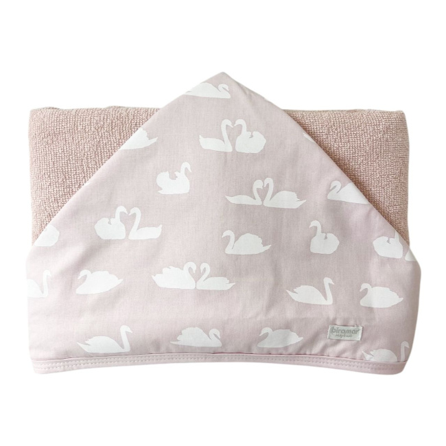 Toalha de Banho Kids Felpuda com Capuz Cisne Rosa