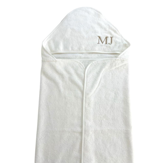 Toalha de Banho para Bebê Felpuda Personalizada Off White / Bege