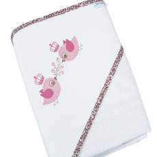 Toalha de Banho para Bebê Felpuda Revestida Bordada Viés Baby Oncinha Rosa