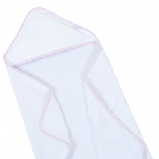 Toalha de Banho para Bebê Felpuda Revestida Bordada Viés Glamour Rosa