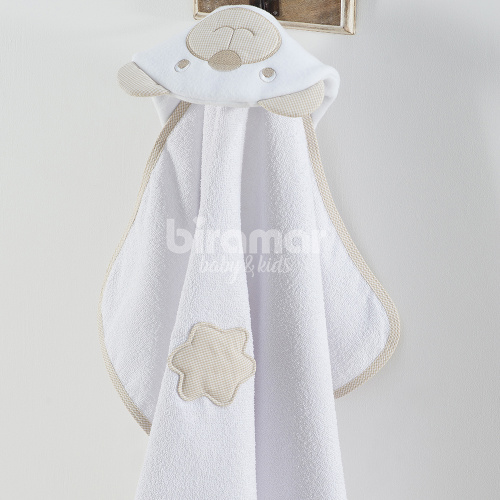 Toalha de Banho para Bebê Felpuda Revestida Fralda Bichinhos Urso Baby Bege