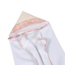 Toalha de Banho para Bebê Felpuda Revestida Fralda Solta Jardim Secreto Arabesco Rosa