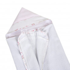 Toalha de Banho para Bebê Felpuda Revestida Fralda Solta Tiffany Floral  Rosa