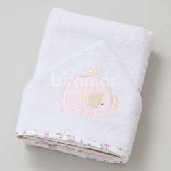 Toalha de Banho para Bebê Felpuda Revestida Lolli Animaizinhos Floral