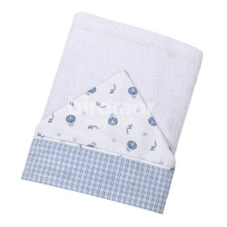 Toalha de Banho para Bebê Felpuda Revestida Lolli Balãozinho Azul