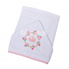 Toalha de Banho para Bebê Felpuda Revestida Lolli Coroinha Rosa