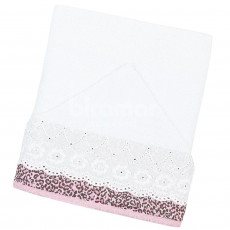 Toalha de Banho para Bebê Felpuda Revestida Lolli Milk Baby Oncinha Rosa