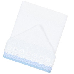 Toalha de Banho para Bebê Felpuda Revestida Lolli Milk Xadrez Azul