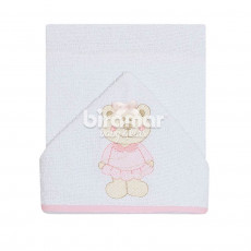 Toalha de Banho para Bebê Felpuda Revestida Lolli Ursinhas Rosa