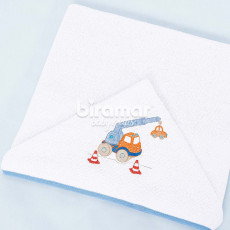 Toalha de Banho para Bebê Felpuda Revestida Lollibaby Carrinhos Azul