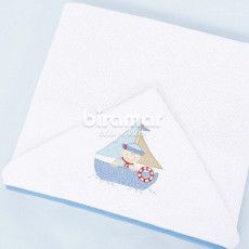 Toalha de Banho para Bebê Felpuda Revestida Lollibaby Patch Azul