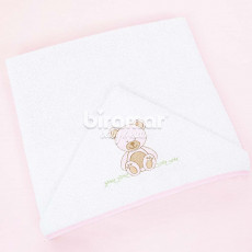Toalha de Banho para Bebê Felpuda Revestida Lollipop Urso Árvore Chocolate Rosa