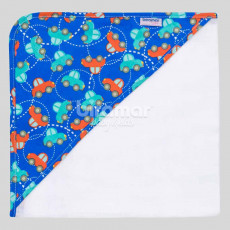 Toalha de Fralda para Bebê Com Capuz Carrinhos Azul