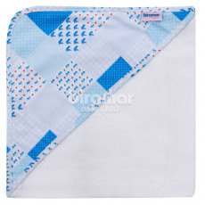 Toalha de Fralda para Bebê Com Capuz Patch Azul