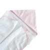 Toalha de Fralda para Bebê Com Capuz Listrado Rosa