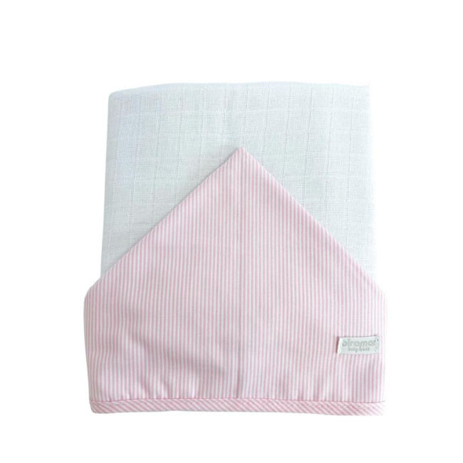 Toalha de Fralda para Bebê Com Capuz Listrado Rosa