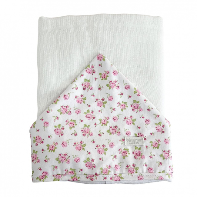 Toalha de Fralda para Bebê Com Capuz Tiffany Floral  Rosa