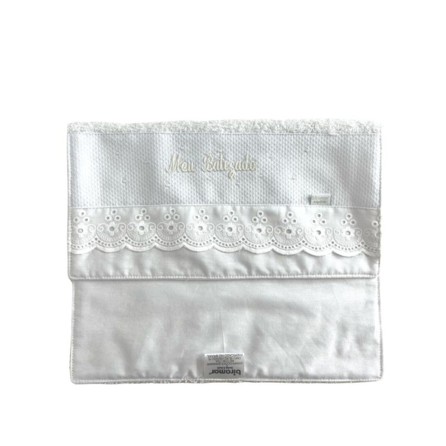 Toalhinha para Bebê Felpuda Meu Batizado Branco