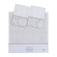 Trio Boquinhas Fralda Cremer para Bebê Damask Branco