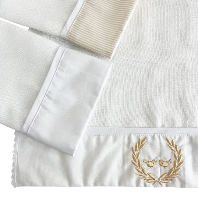 Trio Boquinhas Fralda Cremer para Bebê Listradinho Valencia Vanilla Bege