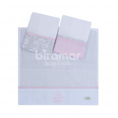 Trio Boquinhas Fralda Cremer para Bebê Venetia Cinza/Rosa