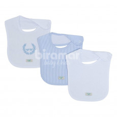 Trio de Babadores para Bebê Valencia Azul, 3 peças