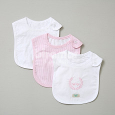 Trio de Babadores para Bebê Valencia Rosa, 3 peças