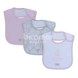 Trio de Babadores para Bebê Venetia Cinza/Rosa, 3 peças