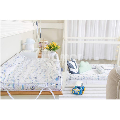 Trocador Anatômico para Bebê Estampado Carrinhos Azul