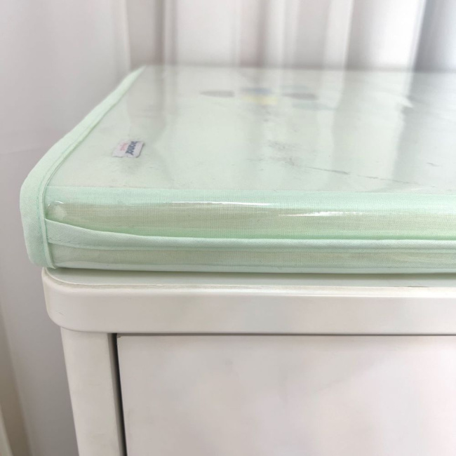 Trocador de Cômoda para Bebê Espuma 04 Bordado Chuva de Amor Verde Mint / Cinza