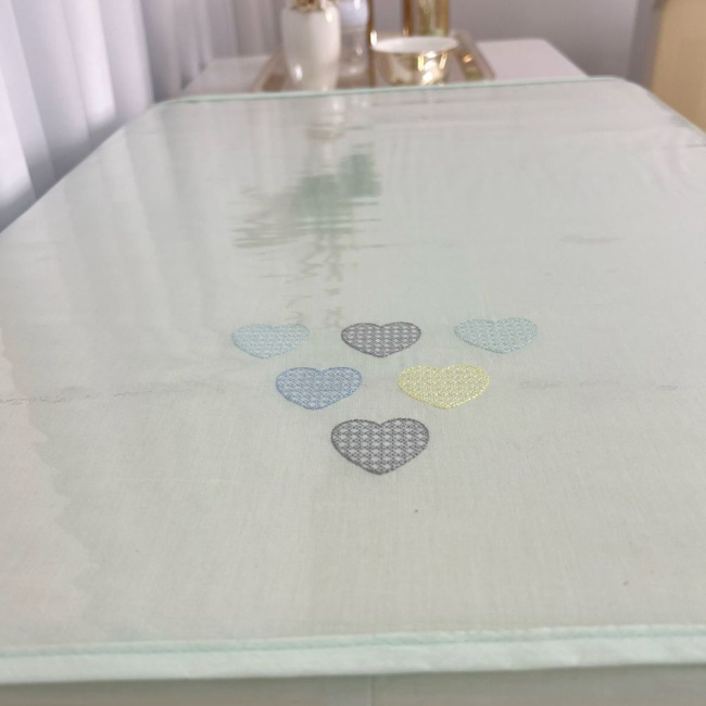 Trocador de Cômoda para Bebê Espuma 04 Bordado Chuva de Amor Verde Mint / Cinza