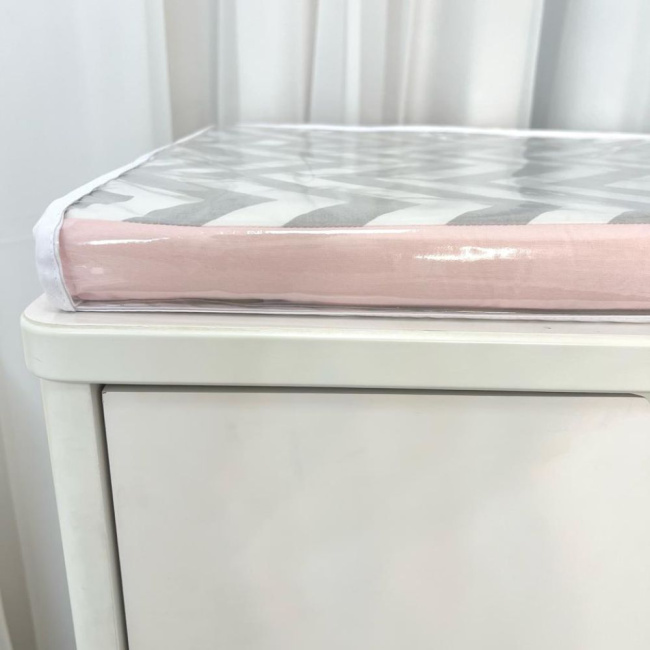 Trocador de Cômoda para Bebê Espuma 04 Chevron Rosa