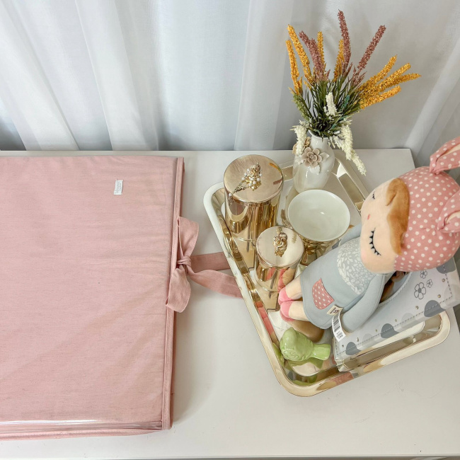 Trocador de Cômoda para Bebê Espuma 04 Linho Rosê