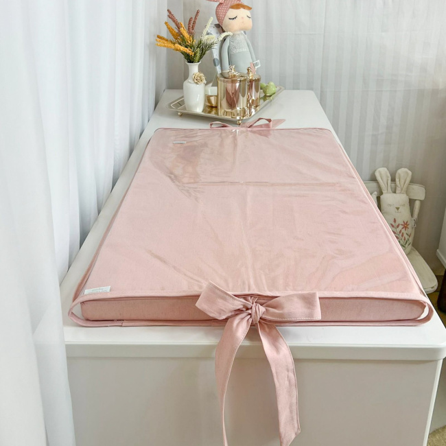 Trocador de Cômoda para Bebê Espuma 04 Linho Rosê