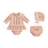 Vestido c/ Touca e Calcinha para Bebê Maria Joaquina Cogumelos Rosa