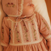 Vestido c/ Touca e Calcinha para Bebê Maria Joaquina Cogumelos Rosa