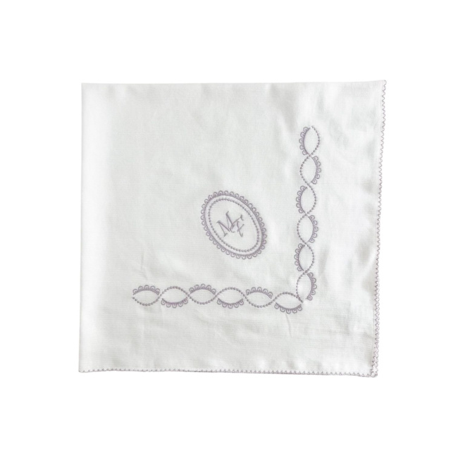 Vira Manta para Bebê Fustão Personalizado Maria Joaquina Brasão Lilás