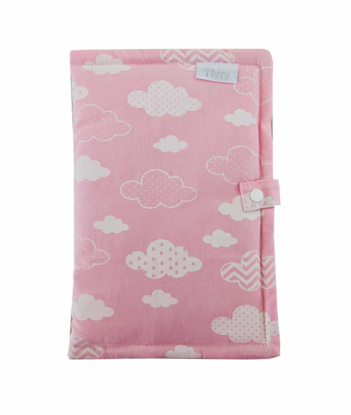 Capa Caderneta de Vacinação - Nuvem estampada rosa - 100% Algodão