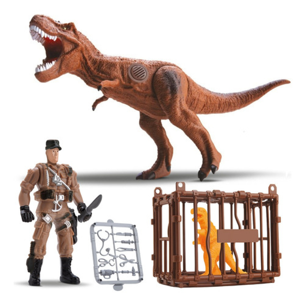 Kit Dinossauro T-Rex Bee Toys com Som e Acessórios