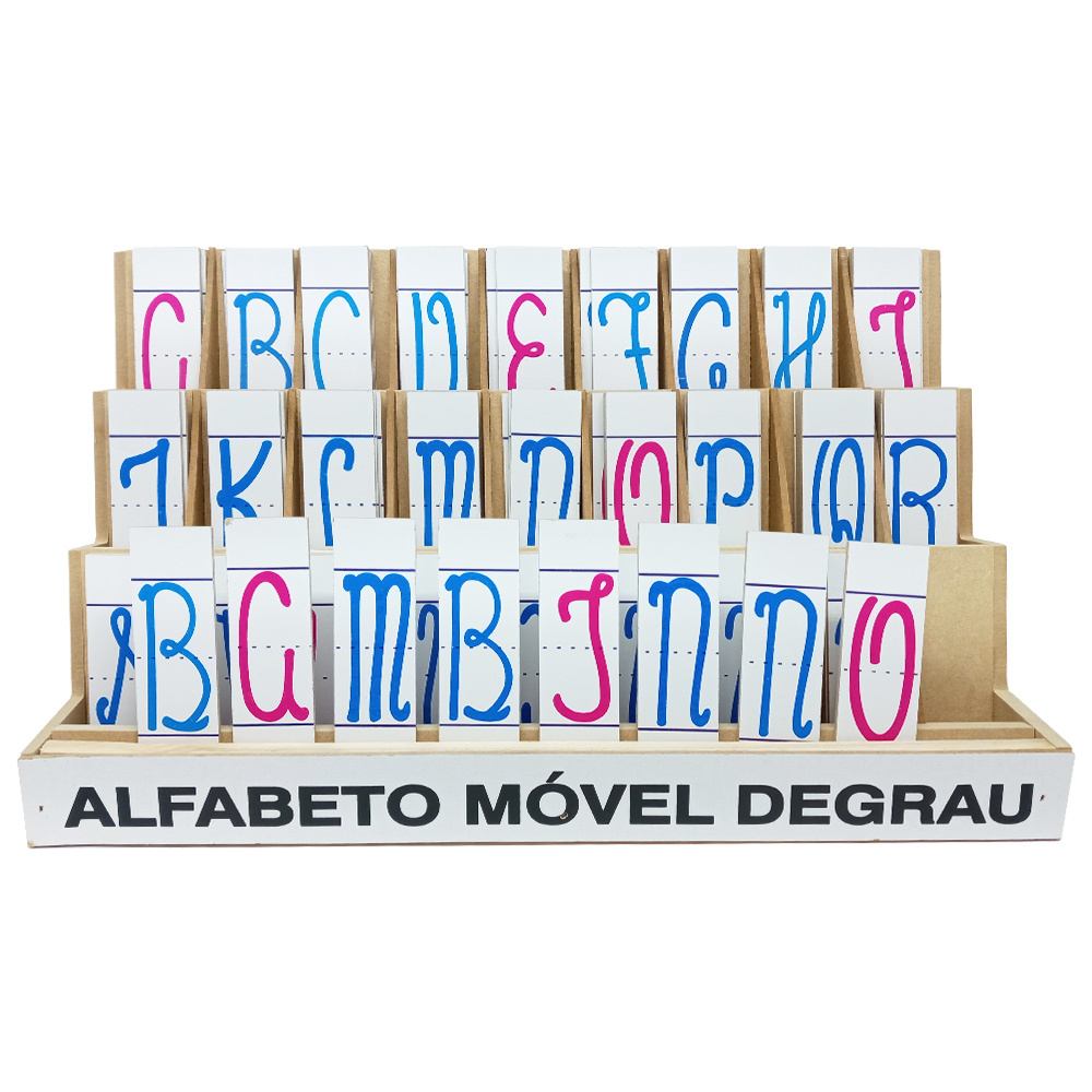 Alfabeto Móvel Degrau 130 peças -Jogo Alfabetização em Madeira